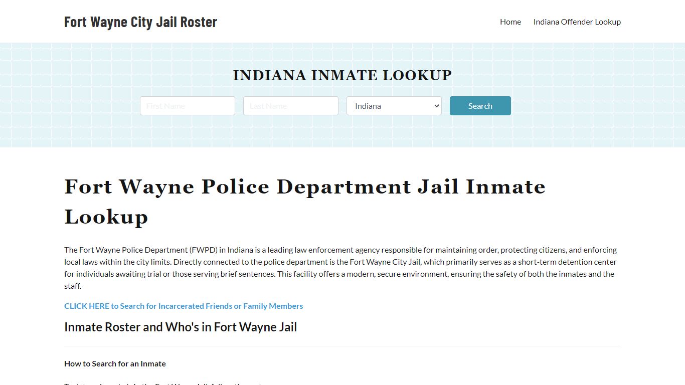 Fort Wayne Police Department & City Jail, IN Inmate Roster, Arrests ...
